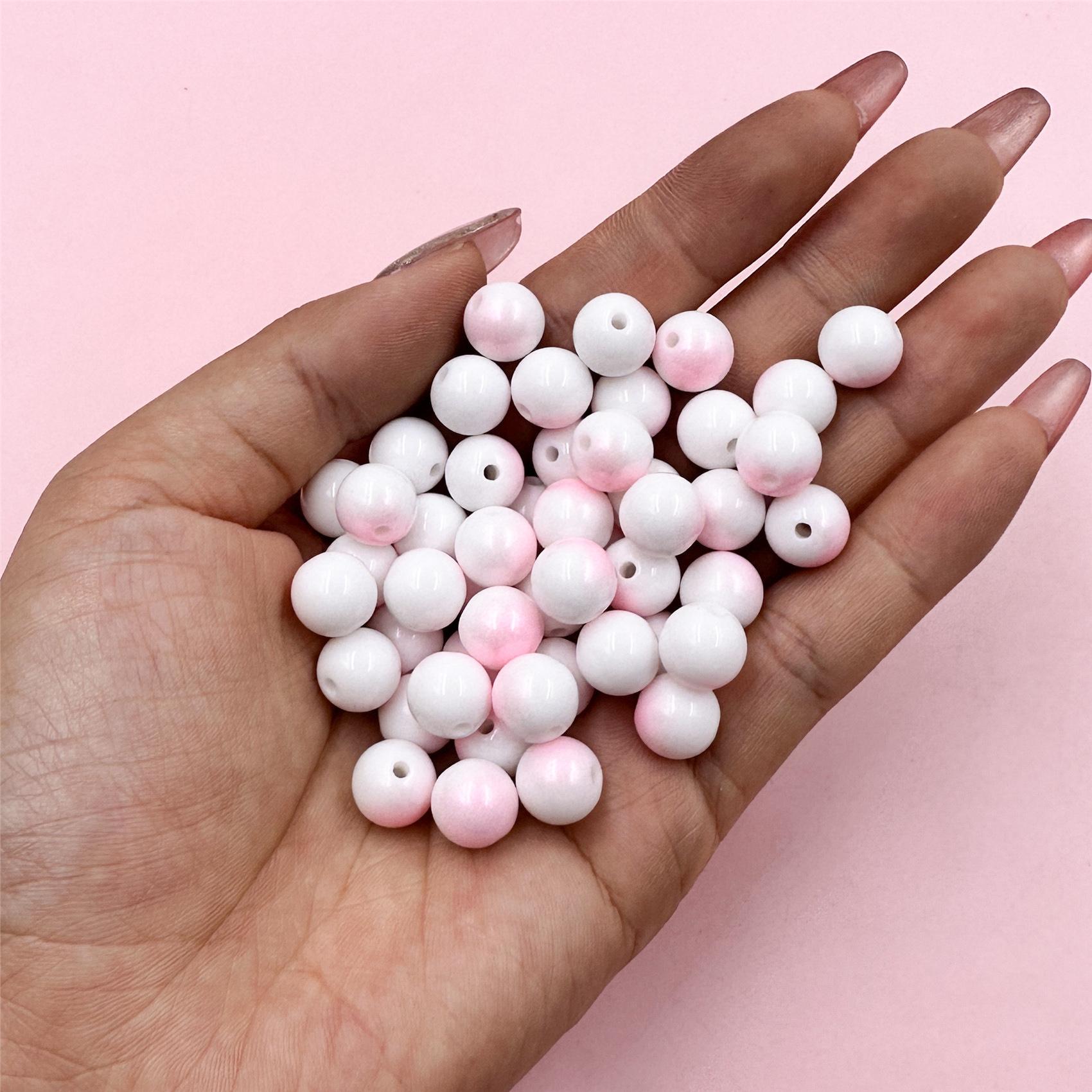 

Ожерелье Бусины ручной работы 8/10/12/14 мм аксессуар Подарки Браслет Мода Сделай сам 10mm/100Pcs розовый