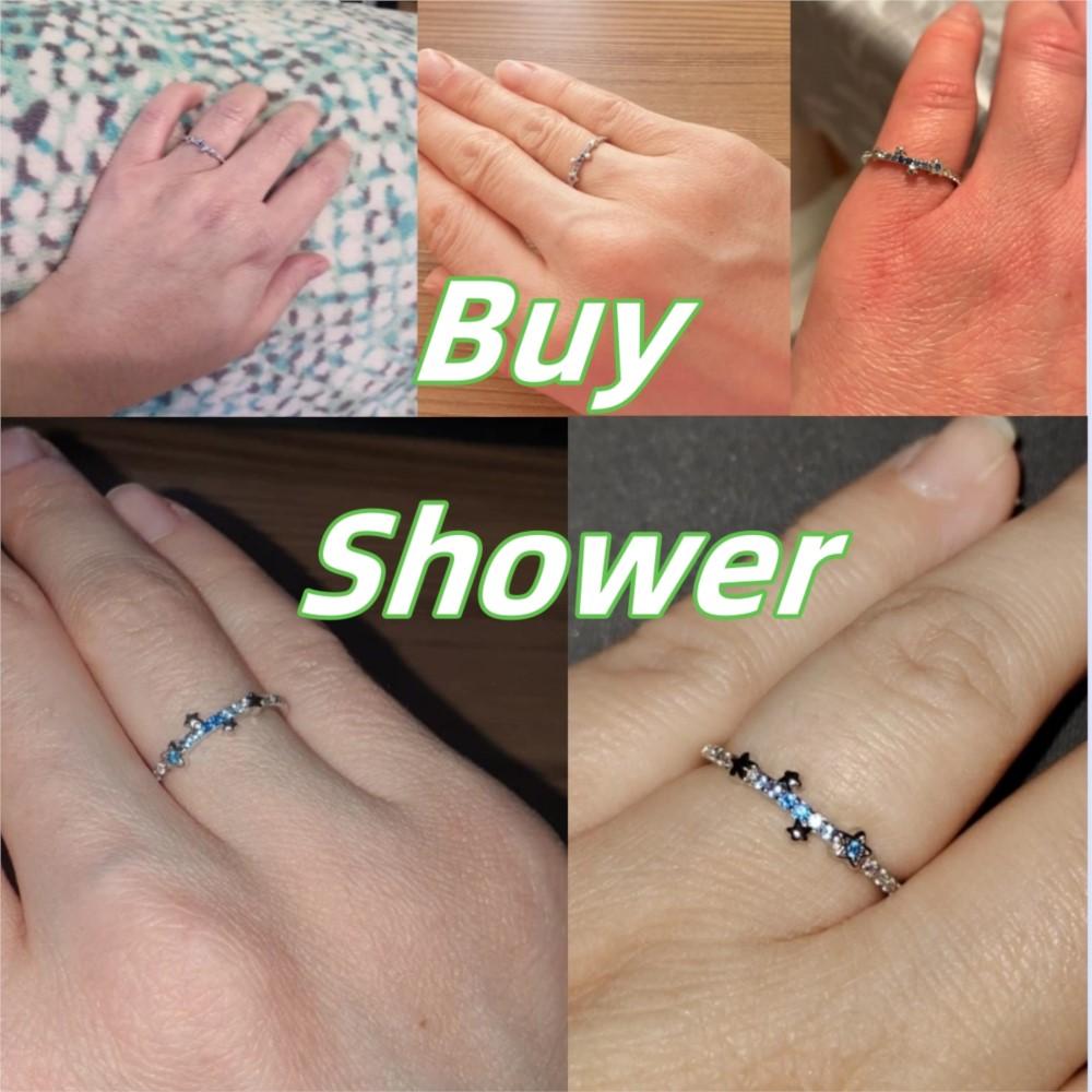 925 Silver Gradient Zircon Star Closed Ring For Women Finger Ring Personality Jewelry Birthday Party Exquisite Gifts