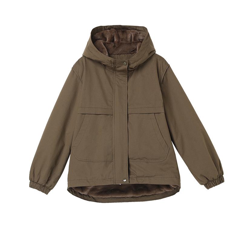 Women's 2024 Winter Fleece-Lined Thick Parka Coat – Short, Loose-Fit, Casual Cotton Jacket for Middle-Aged Moms