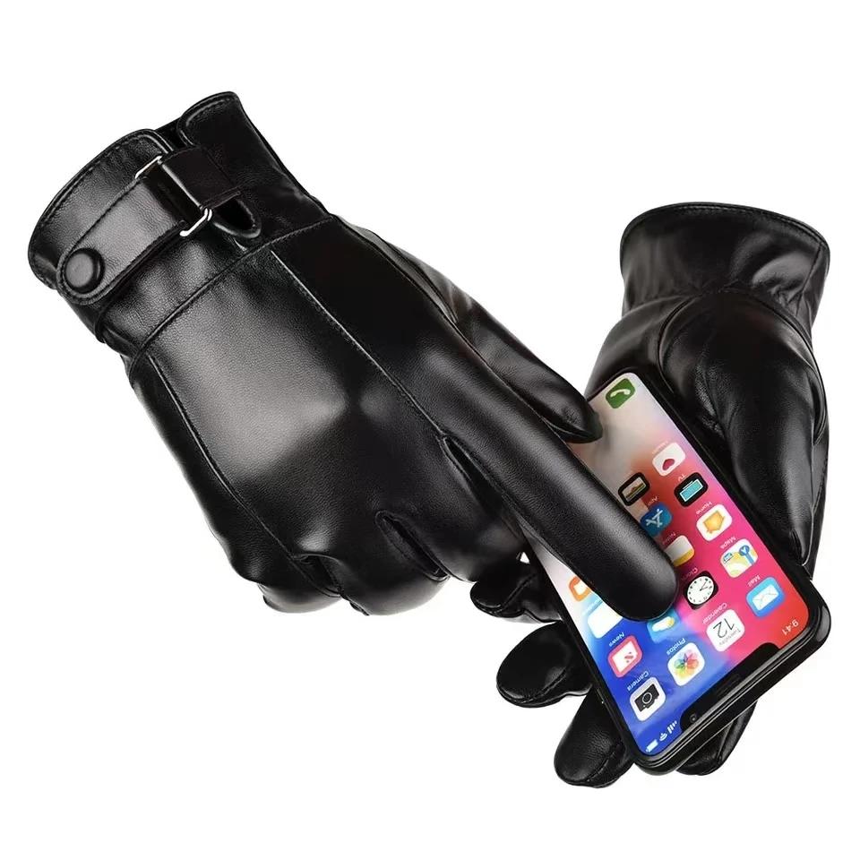 Neue PU-Handschuhe Herren Herbst und Winter PU Touchscreen warm Radfahren Business Casual Koreanische Version gewaschene Lederhandschuhe