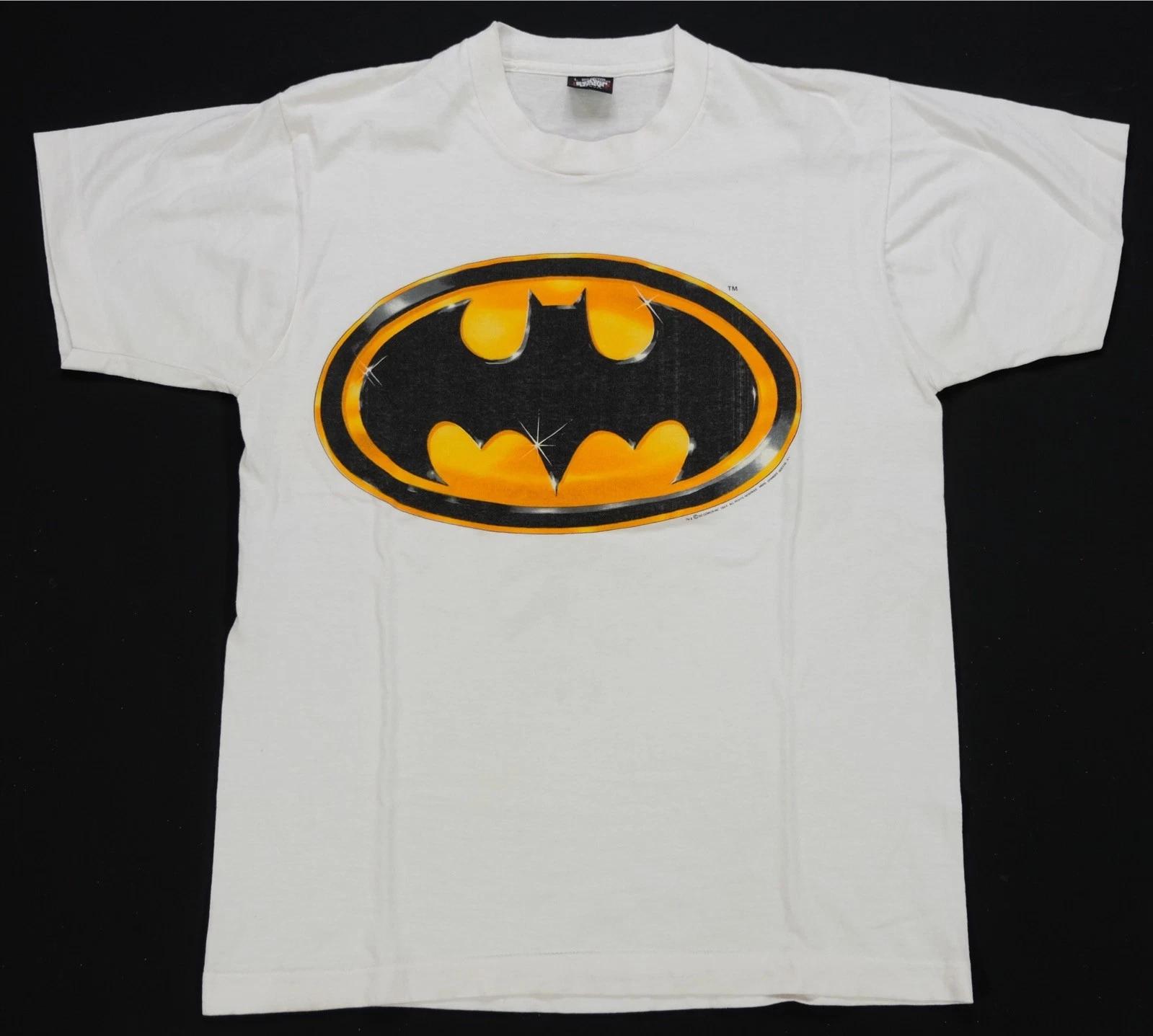 Rare Vintage SCREEN STARS BEST Batman Bat Signal Graphic T Shirt 80s 90s White L M