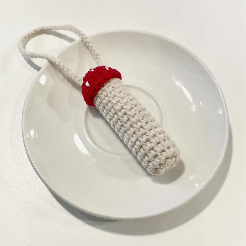 Mushroom Knitted Lip Balm Keychain Mini Tint Key Holder Lipstick Holder