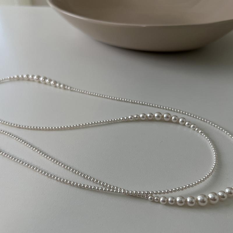 Irregular Pearl Long Necklace Accessories High-end French Fashion Light Luxury Collarbone Chain Versatile Necklace Women