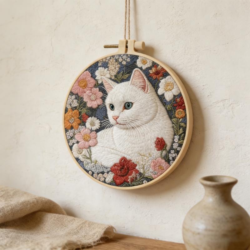 Entspannendes Handarbeits-Set für Katzen Stickerei Enthält Materialien und Anleitungen für Alle