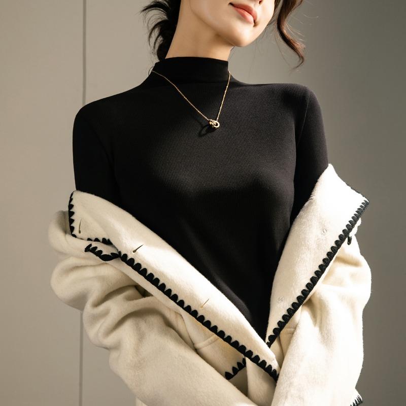 Women's Muscle Bottom Clothing Merino Wool Ankola Red Knitted Sweater Women's Warm Bottom Shirt Top Women's