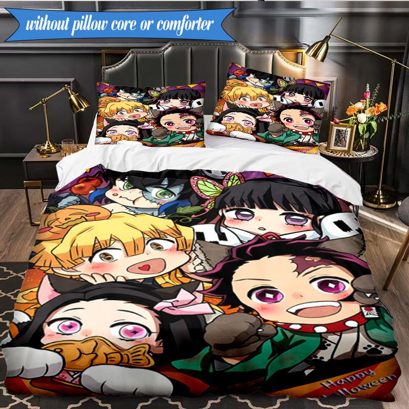 Anime Samurai Warrior's Journey 3pcs K-pop music group Bedding set,Ideal for Bedroom, Dormitory,Including Duvet Cover And 2pcs Pillowcases,Fan gifts