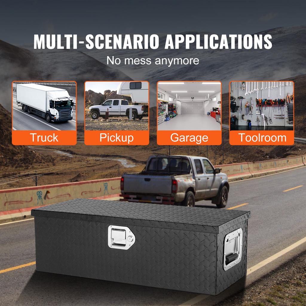 VEVOR Heavy Duty Aluminum Truck Bed Tool Box, Diamond Plate Tool Box with Side Handle and Lock Keys for Pickup, Truck Bed, RV