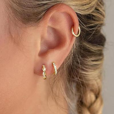 Classis Trendy Huggie Hoop Earrings Set for Women 3 Pairs Multiple Piercing Stackable Gold Hoops, Dainty Jewelry Gift