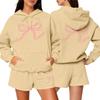 Women's Fashion Casual Long Sleeve Shorts Sports Round Neck Sweatshirt Set