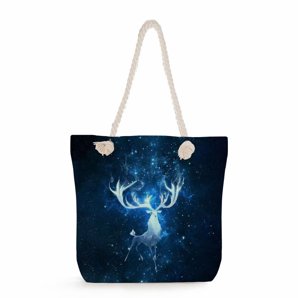 Starry Sky Print Thick Rope Single-shoulder Beach Bag 7229 CLE