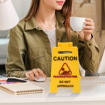 Mini Desk Caution Sign Overworked Underpaid Procrastination Caution Sign Home Office Desk Warning Table Sign Decoration Ornament