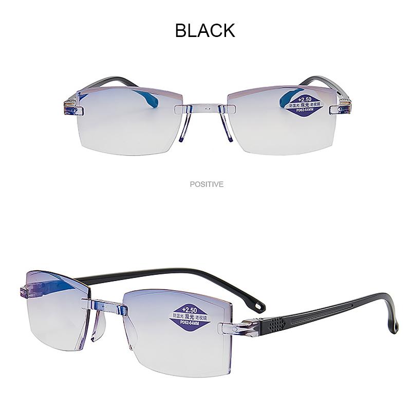 Latest Diamond Cut Bifocal Progressive Reading Glasses Men Blue Light Blocking Multifocal Glasses Ultra Lightweight Frameless Eye Wear