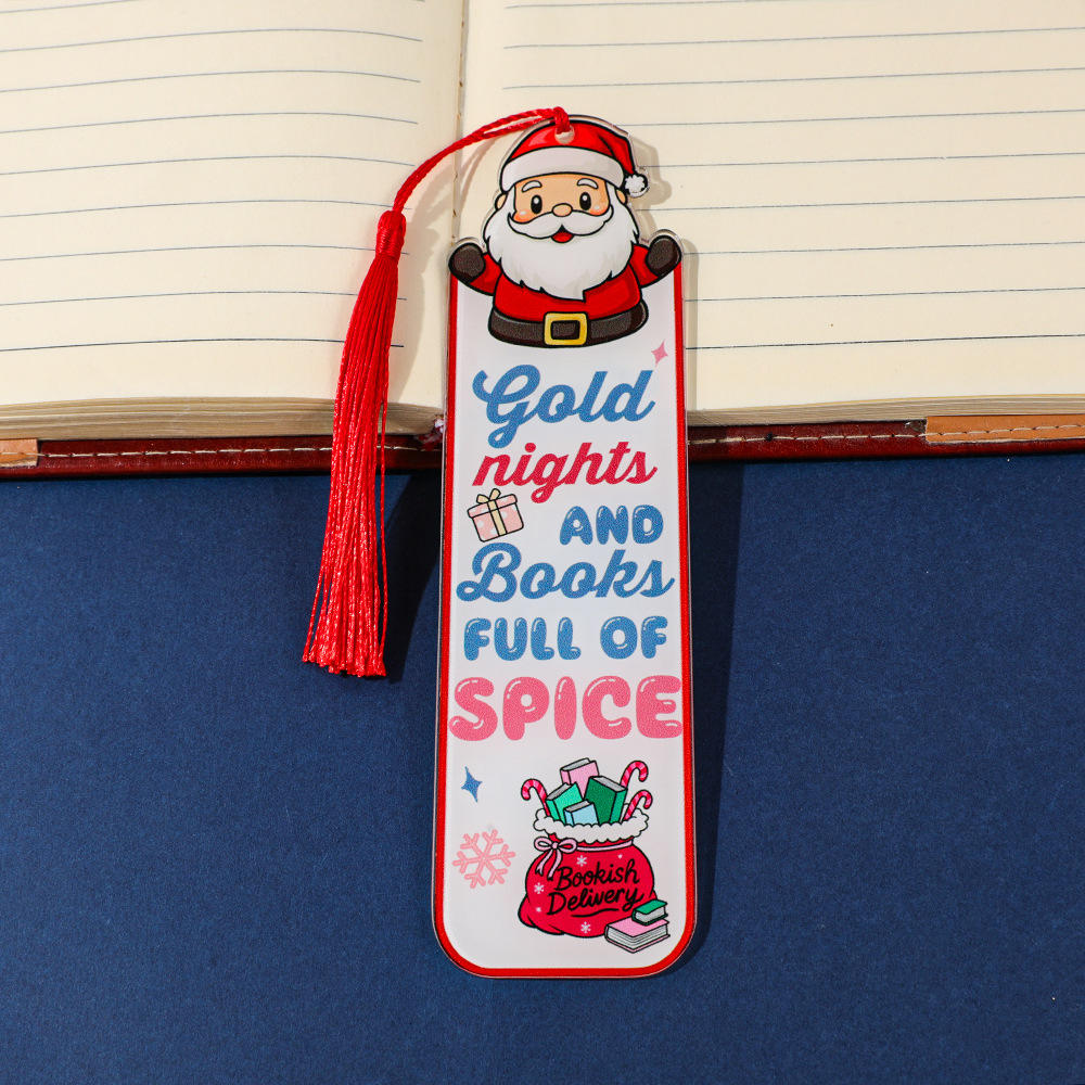 Creative Santa Claus Red Tassel Acrylic Bookmark  Reading Pages Books Annotated Students Stationary Supplies DIY Bookmark