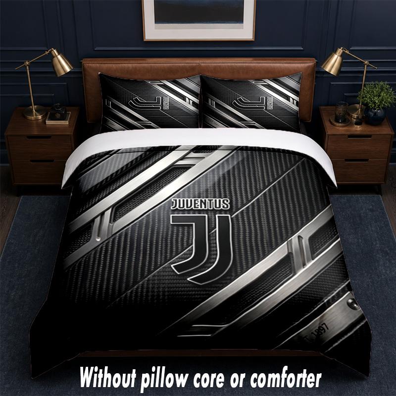 Set Biancheria da Letto Juventus FC Design 1 Copripiumino + 2 Federe Morbido Traspirante Biancheria da Letto per la Casa
