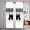 2PCS Digital Printed Curtains, Bows Black Plaid Girly Checkered Pattern, Window Curtains for Living Room Bedroom Home Decoration