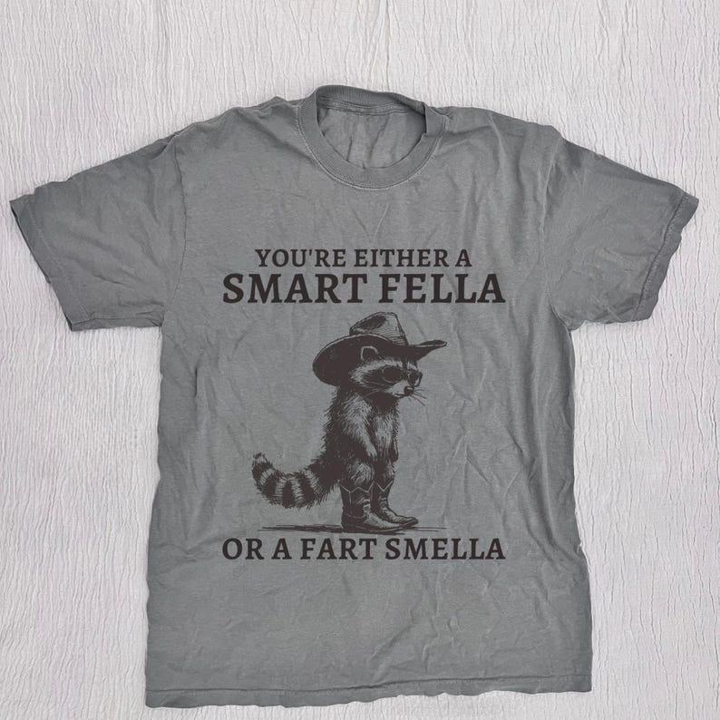 Vintage Smart Fella Raccoon 90's Shirt Fun Raccoon Vintage T-shirt Vintage 90's Wash Shirt Vintage Old Shirt Fun Gift Tops