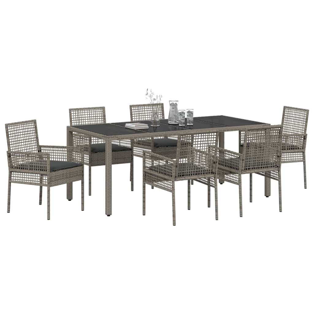 Garden Dining Set 7 pcs Grey Poly Rattan