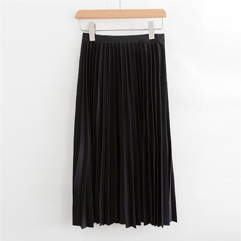Elegant A Line Pleated Skirt Spring Summer Long Skirt Women Casual High Waisted Maxi Skirts EMA