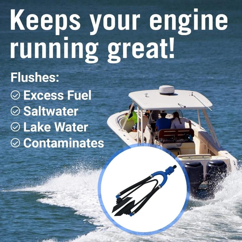 Marine Outboard Motor Flusher With Double Inlet And Rectangular Ears For Easy Installation Leak Reduction Engine Cleaning