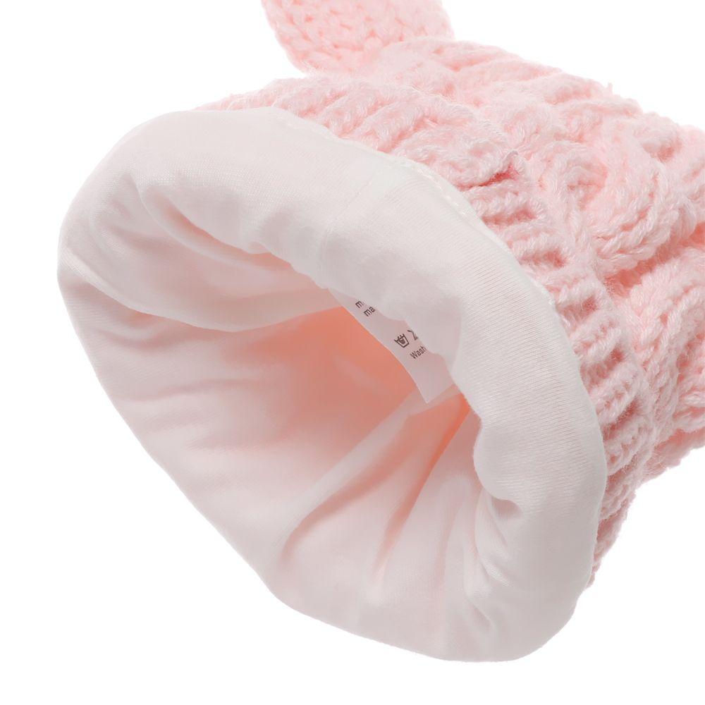 Windproof Fleece Lining Warm Baby Winter Beanie Hat Gloves Set Newborn Knitted Hats Children Cap