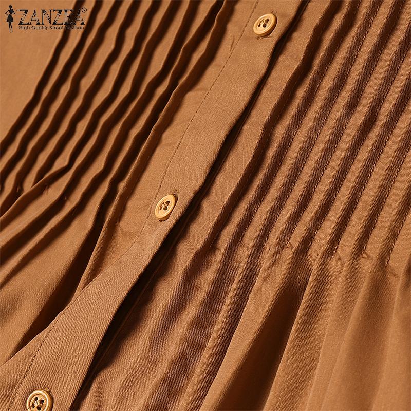 ZANZEA Women Casual V-Neck Summer Short Sleeve Dress