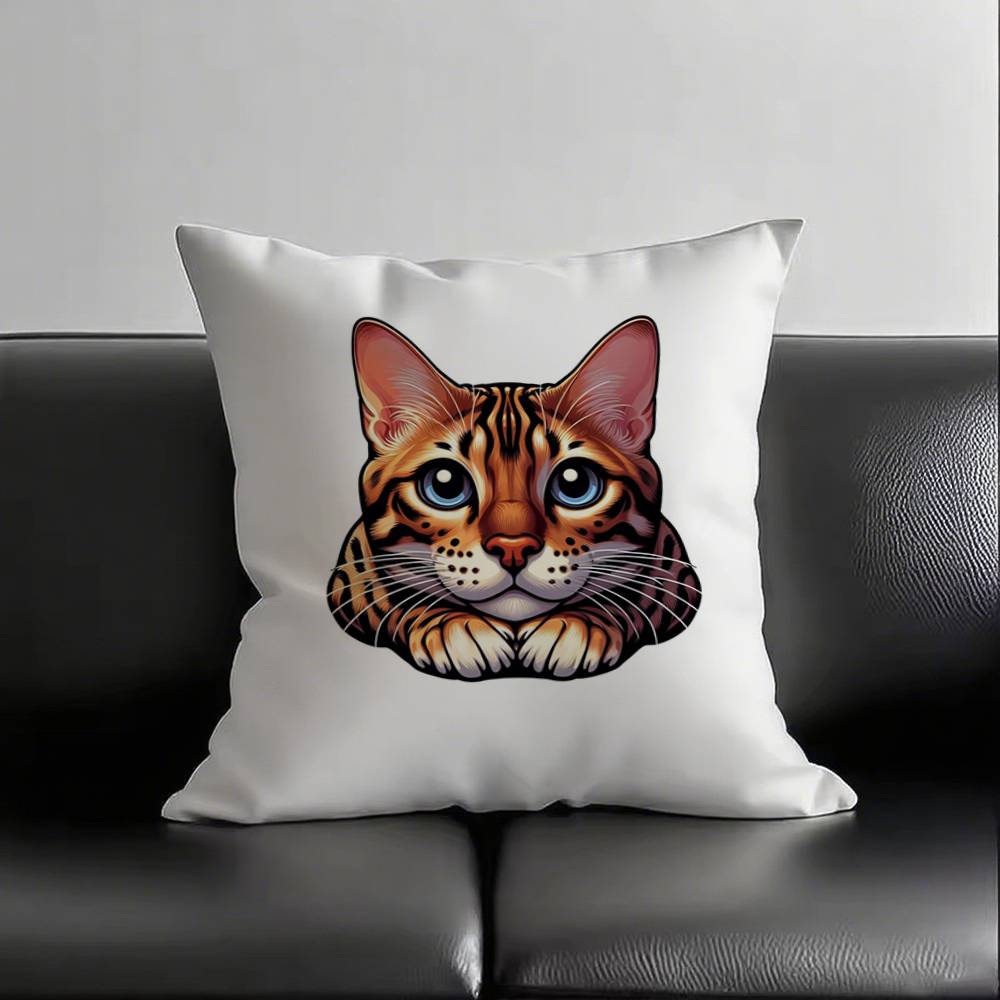 1 Stück Bengal Katze Kissenbezug Quadratisch Schlafzimmer Sofa Freizeit Komfort Kissen Auto Wohnzimmer Heimdekoration