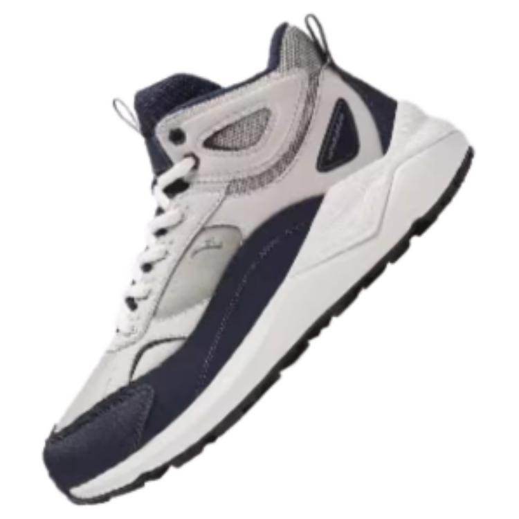 Anta Tazhou Trendy Versatile Fleece Shock Absorbing Warm High-Top Casual Shoes Men sneaker Gray Blue 912448910-3