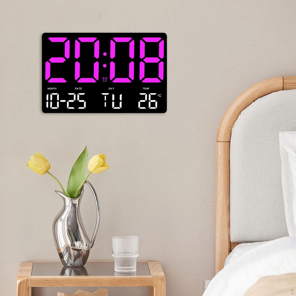 Alarm Clock Digital Multifunctional LED Display Temperature Kids Adults Wall