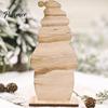 Handmade Tiered Wood Trays Nordic Style Wooden Christmas Ornaments, Cute Santa Claus/Snowman/Reindeer Party Home Accents Figurine for Holiday