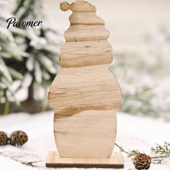 Handmade Tiered Wood Trays Nordic Style Wooden Christmas Ornaments, Cute Santa Claus/Snowman/Reindeer Party Home Accents Figurine for Holiday