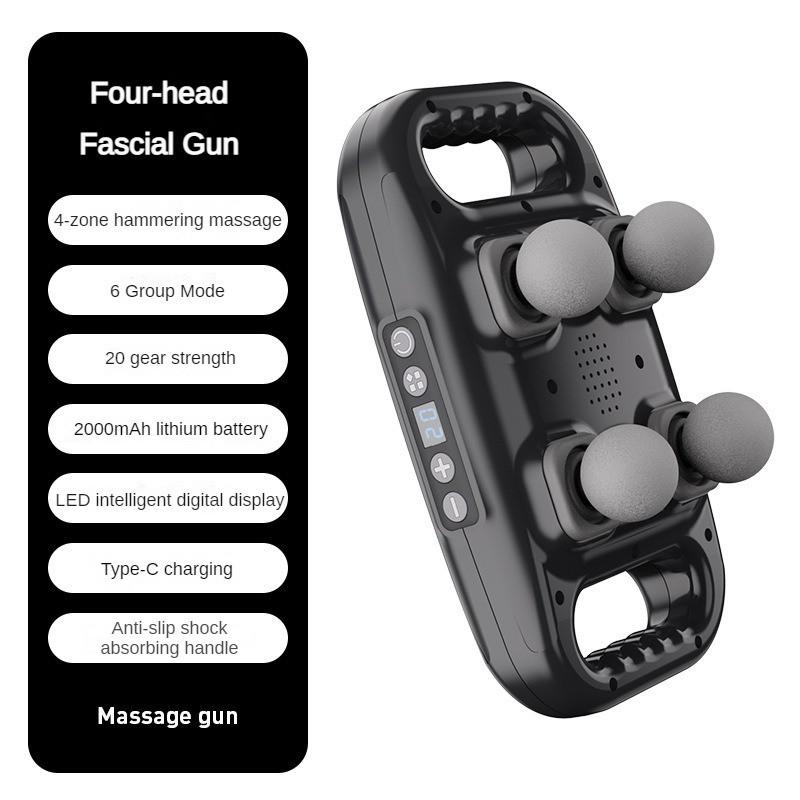10W Wireless Four Head Fascia Gun Professional Waist And Back High-frequency Vibration Massager Muscle Relaxation Massage Gun