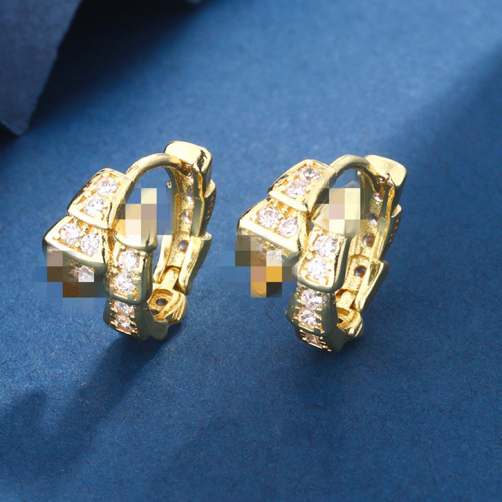 2023 Stylish Snake-Shaped Zircon Earrings: High-End, Luxurious Design for Women