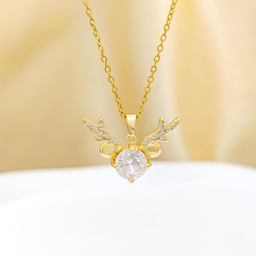 Elegant Titanium Steel Elk Necklace for Women - Light Luxury Clavicle Chain Jewelry