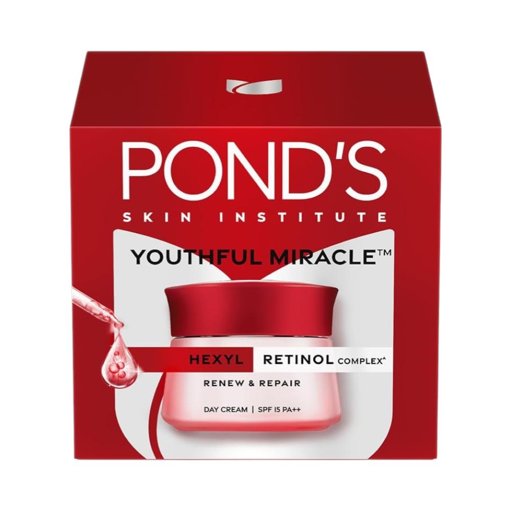 POND'S Age Miracle Youthful Glow Day Cream With SPF 15 PA++ For Fine Lines, Sagging Skin, 10% Retinol-Collagen B3 Complex, 35g