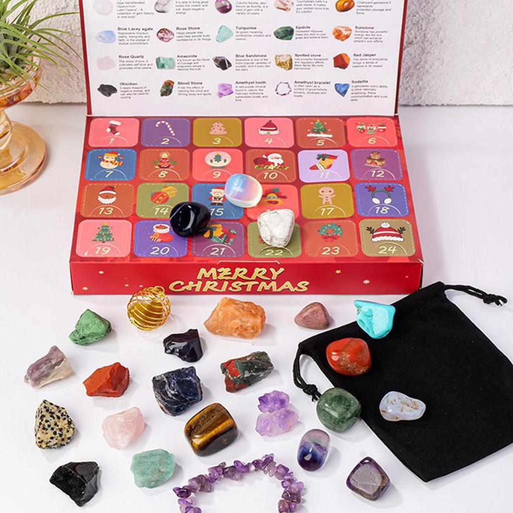 Crystal Calendar Advent 2025 24 Days Christmas Jewelry Kids Crystal Countdown Calendar For Meditation Spirituality Seekers