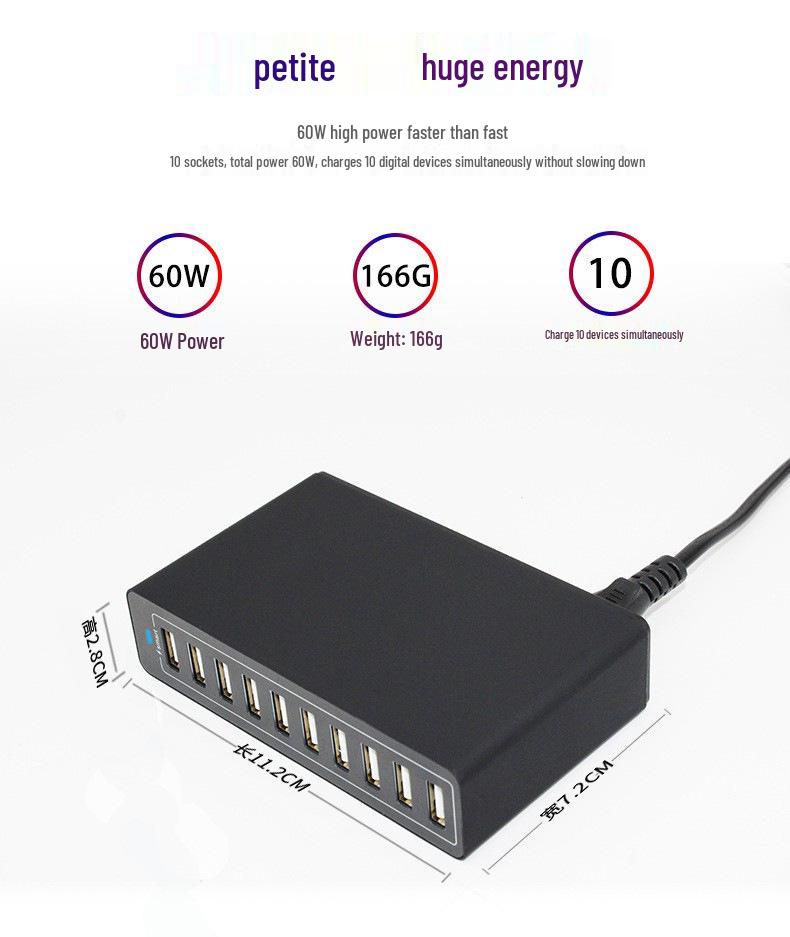 65W Multi-Port USB Charger, PD 20W Fast Charging, QC 3.0 Compatible with Apple & Huawei.