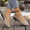 Women's Spring Pointed-Toe Shallow-Mouth Wedge Slip-On Loafers, Casual Sports Style, Available In Large Sizes.