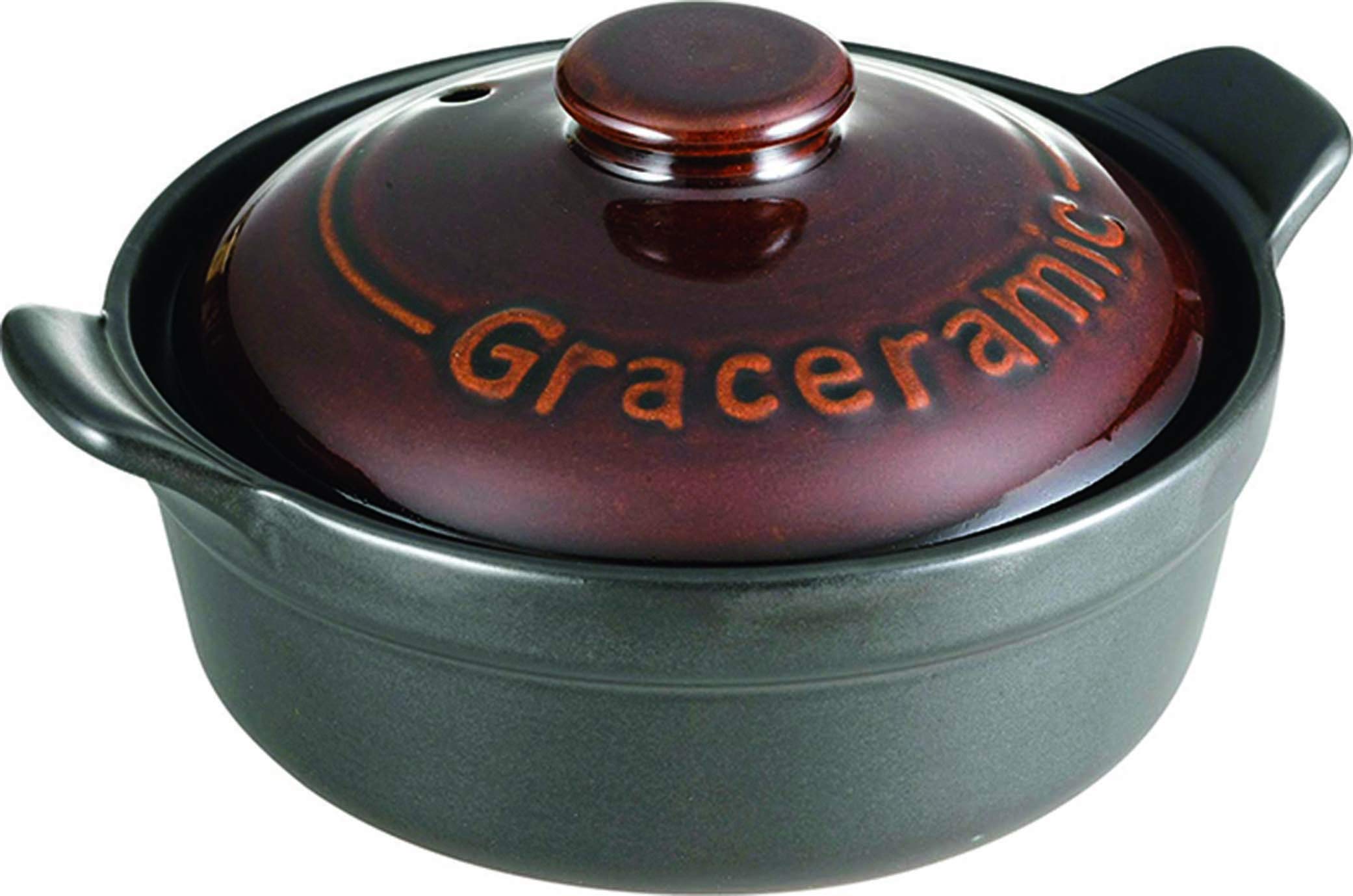 

Kakusei Earthen Pot Ceramic Earthen Pot Approximately Length 21 x Width 17 x Depth 10 cm Microwave and open flame compatible Black Western-style GC-01