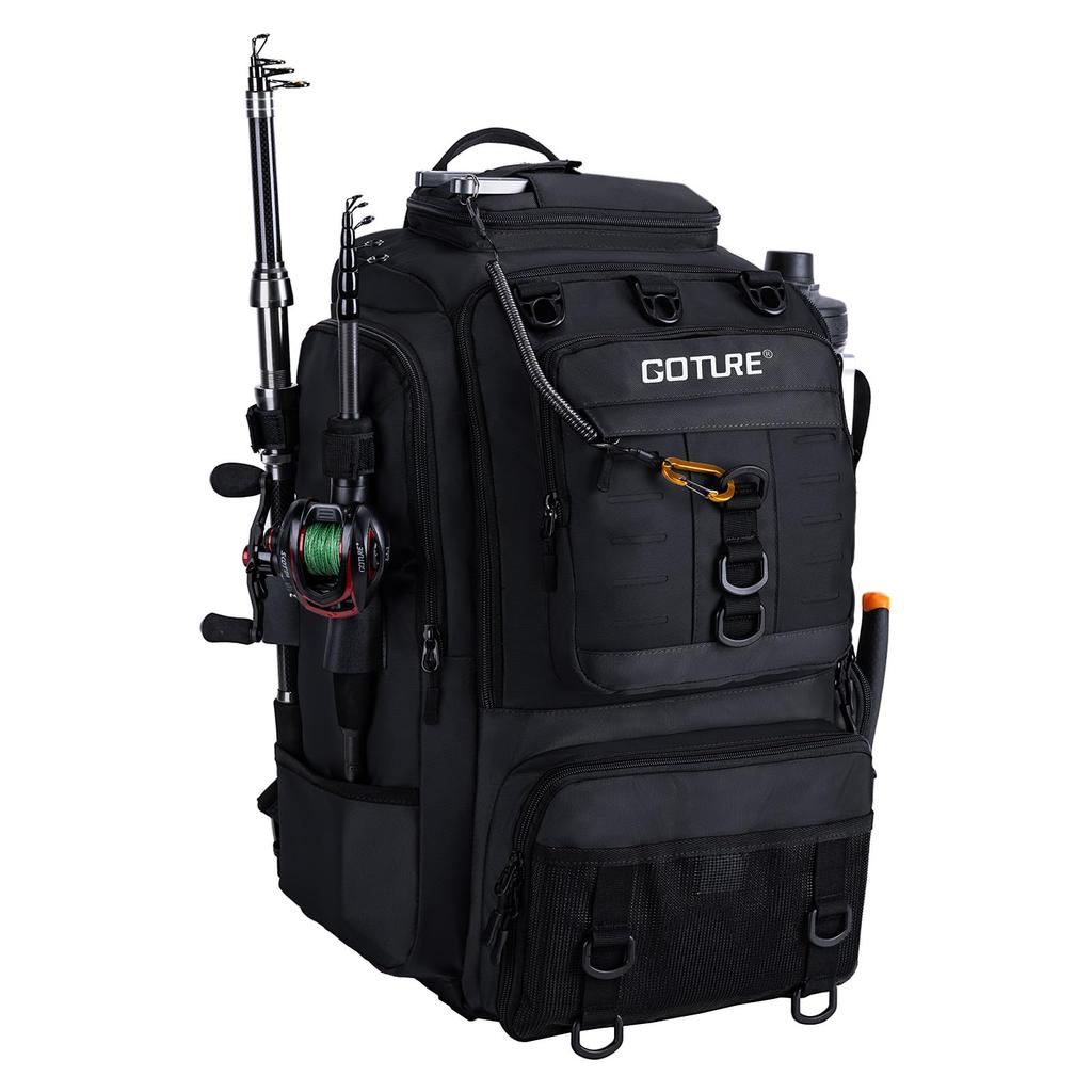 Goture Water-Resistant Fishing Backpack Lightweight Large Hiking Hunting Bag with Rod Holder Adjustable Tackle Storage Pack