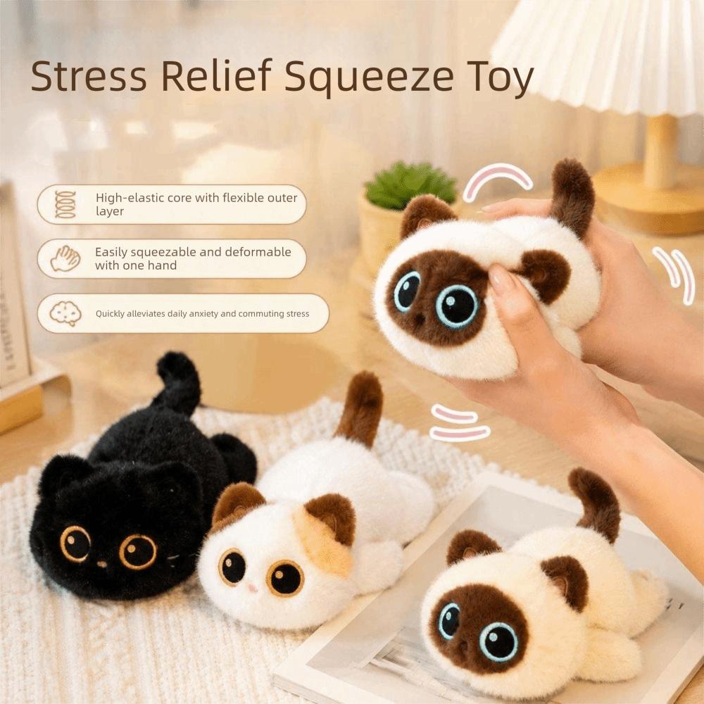 Cute Big Eyes Cat Plush Toy Soft Siamese Cat  Plush Doll Simulation Cat Plush Doll  Home Decoration