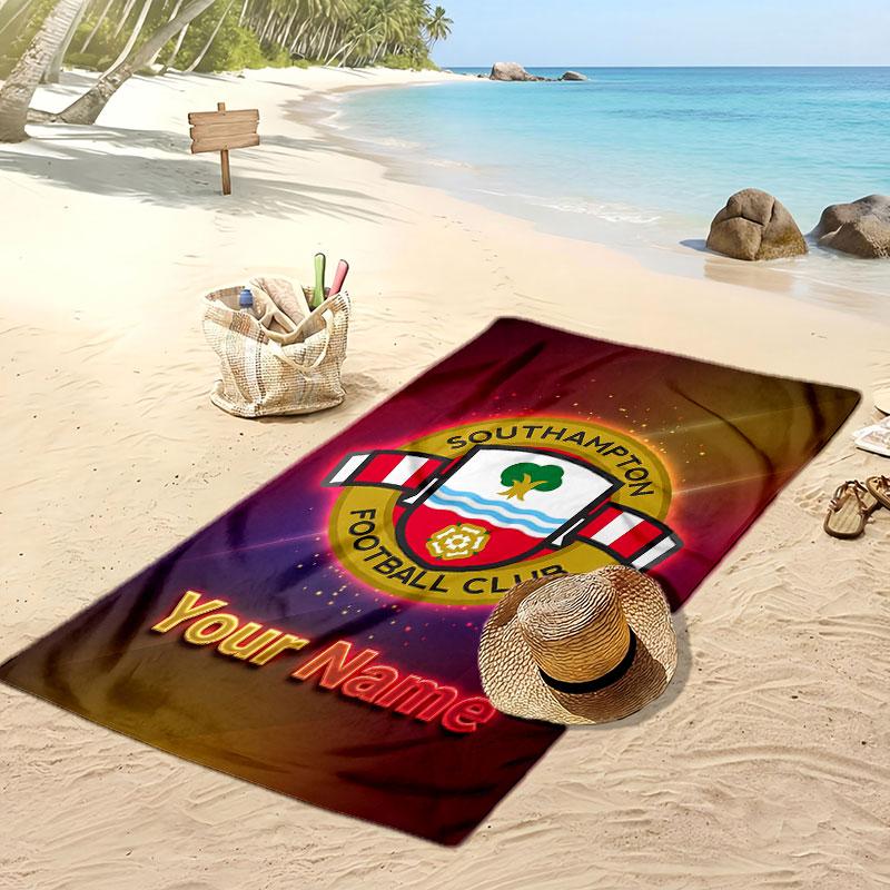 Southampton FC Personalisiertes Bedrucktes Strandtuch Fußballlogo Unterstützung Benutzerdefinierter Name Text Absorbierendes Handtuch Für Sport Reisen Besonderes Geschenk
