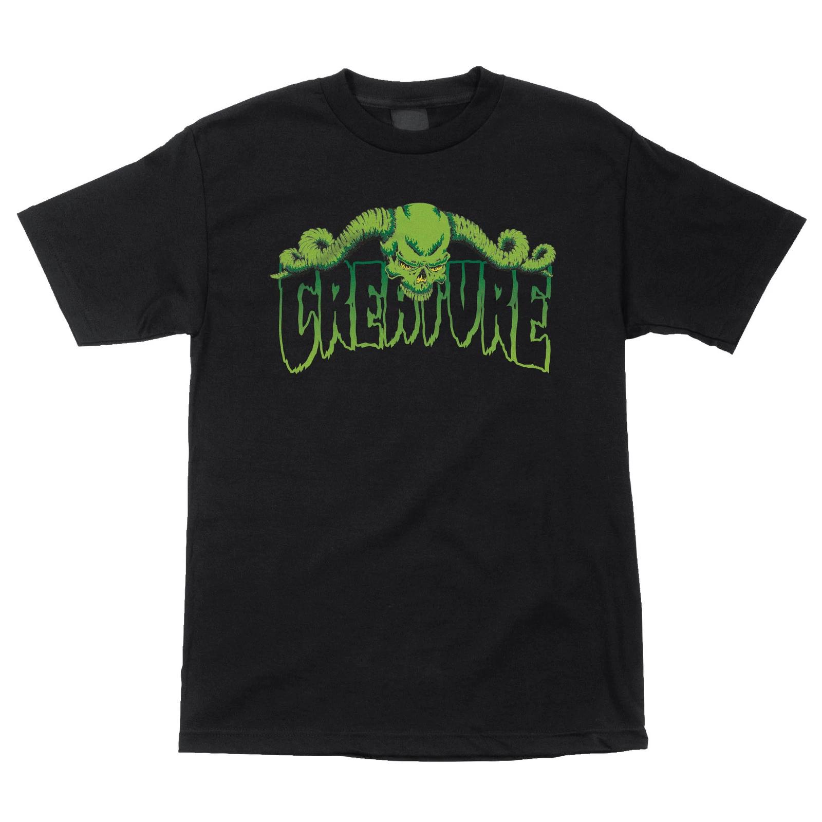 Creature HORNS OUTLINE Skateboard T Shirt BLACK XXXXL