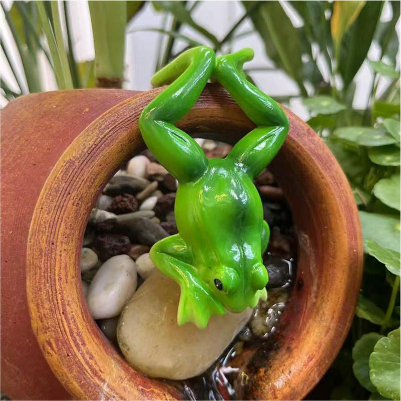 Frog Statues For Garden Animal Figure Vase Decor Funny Frog Statue Set Of 2 Planter Terrarium Decor For Balcony Lawn Shelf Desk