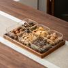 Walnut Wood & Glass Divided Snack Tray