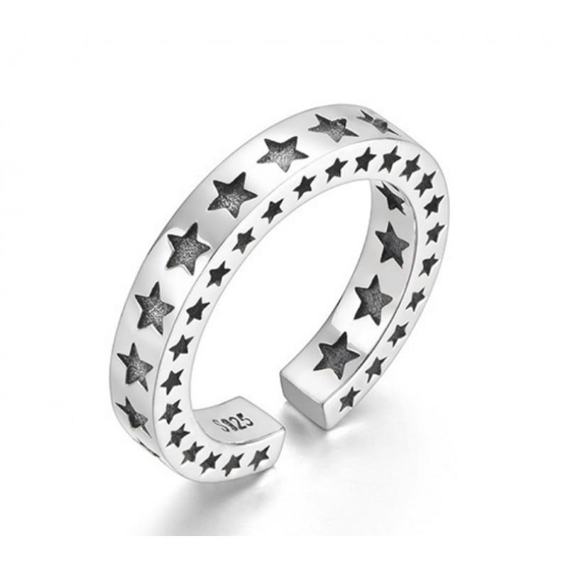 Adjustable Open Ring Men Women Vintage Star Geometric Design Plated Copper Unisex Fashion Jewelry