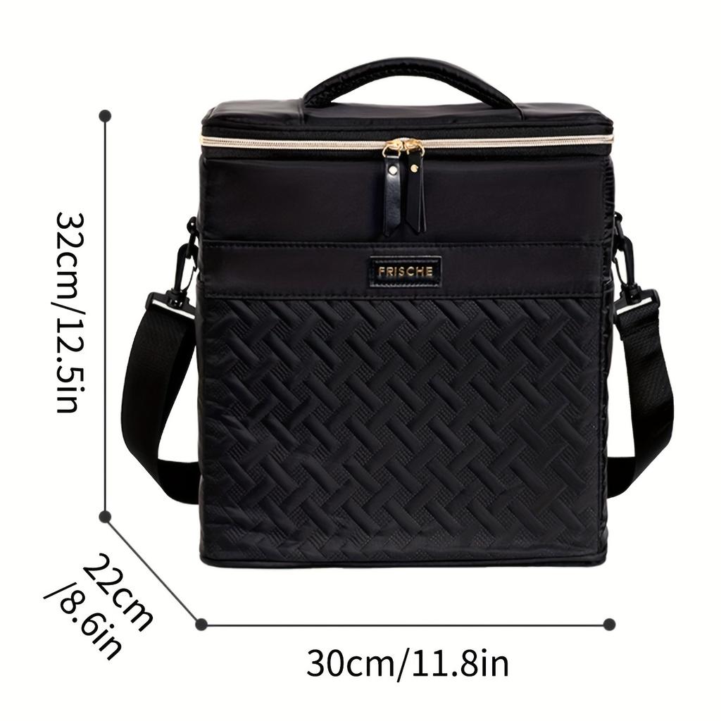 Polyester Insulated Picnic Bag For Camping - Leakproof Shoulder Cooler Tote, Large Capacity Thermal Lunch Bag