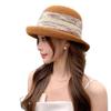 Curled Brim Sun Hat for Women, Summer French Elegant Fedora, Outdoor Breathable Versatile Straw Hat, Face-Slimming Bucket Hat