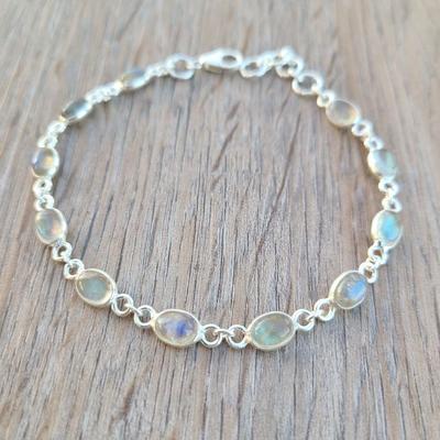 Labradorite Gemstone Oval Bracelet, 925 Sterling Silver, Tennis Bracelet, Gift For Her, Statement Jewelry, Christmas Gift