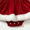 Baby Girls Velvet Christmas Bodysuit Dress for Infant Toddler Holiday Party Outfit