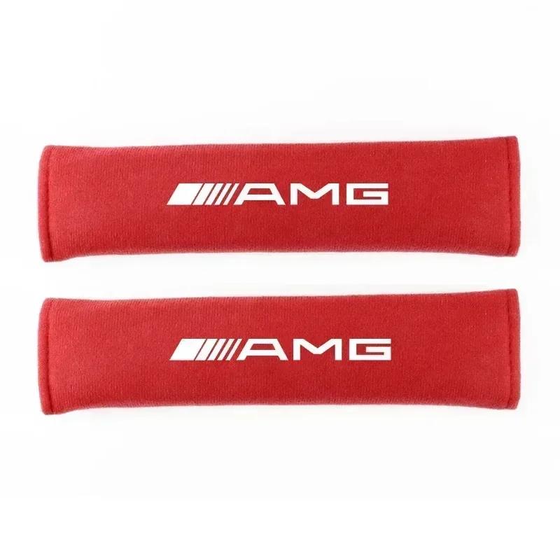 

2Pcs Seat Belt Cover Car Styling Cotton Safety Shoulder Protector For Mercedes Benz AMG GLE GLS CLS GLC CLA GLA Auto Accessories красный